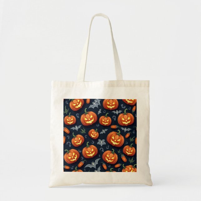 Bolsa Tote Padrão de Assustação Colorida do Halloween |Feliz  (Frente)