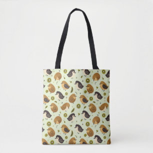 Bolsa Tote Padrão de Aves Cute Kiwi