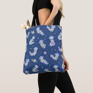 Bolsa Tote Padrão de Axolote Espacial