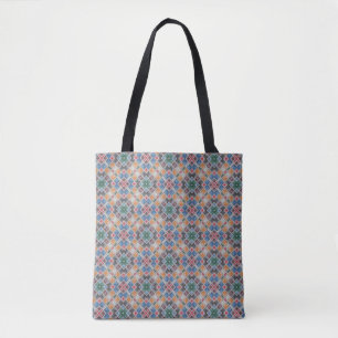 Bolsa Tote Padrão de Azulejo Mosaico Colorido