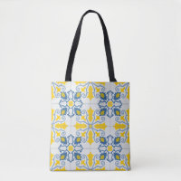 Padrão de azulejos bonito portugueses azuis e amar