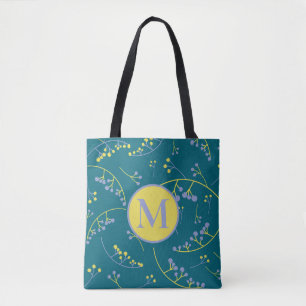 Bolsa Tote padrão de bagas lilas na moda monograma