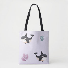 Bolsa Tote Padrão de Baleia Orca Fofa para Berçário de Vida M