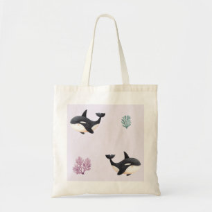 Bolsa Tote Padrão de Baleia Orca Fofa para Berçário de Vida M