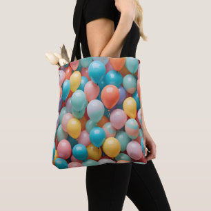 Bolsa Tote Padrão de Balões do Partido Colorido