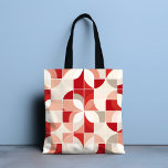 Bolsa Tote Padrão de Bauhaus do Meio século Branco Cor-de-Ros<br><div class="desc">As Bandas de Tote do Meio século Branco Retro-Rosa Bauhaus Pattern apresentam um padrão de vintage bauhaus em vermelho,  rosa,  branco e cinza. Presentes perfeitos para presente feminino para aniversários,  comemorações,  obrigado de presentes,  funcionarios,  Natal e presentes de Natal. Criado pelo Evco Studio www.zazzle.com/store/evcostudio</div>
