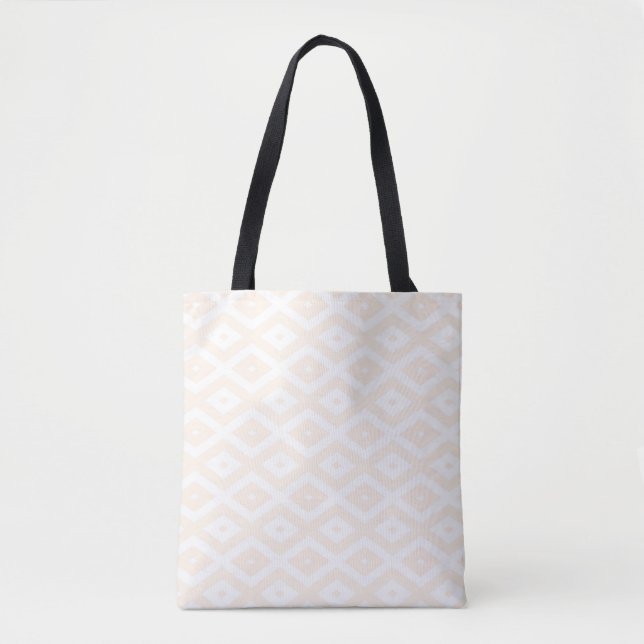 Bolsa Tote Padrão de bege e de diamante branco (Frente)