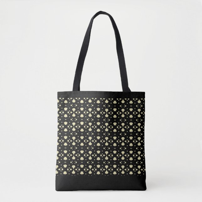 Bolsa Tote Padrão de bege preto e areia elegante (Frente)