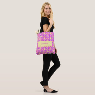 Bolsa Tote Padrão de Bloco Geométrico Pixel Rosa Roxo Pastel
