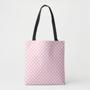 Bolsa Tote Padrão de Bolinhas de tamanho médio branco a rosa