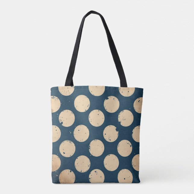 Bolsa Tote Padrão de Bolinhas em Marinho e bege (Verso)