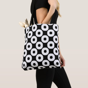 Bolsa Tote Padrão de Bolinhas preto/branco