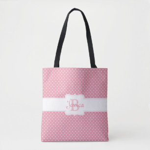 Bolsa Tote Padrão de Bolinhas Rosa Personalizado