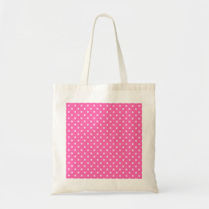 Bolsa Tote Padrão de Bolinhas rosa-quente e branco