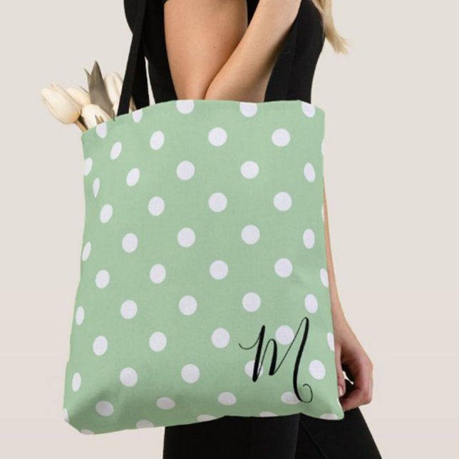 Bolsa Tote Padrão de Bolinhas Verdes Clássico para Compras (Criador carregado)