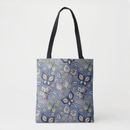 Bolsa Tote Padrão De Borboleta Azul Whimsical Sem Olho