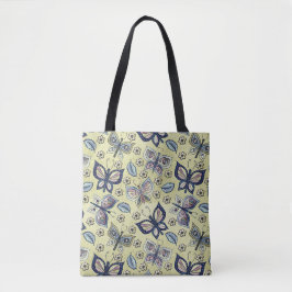 Bolsa Tote Padrão De Borboleta Azul Whimsical Sem Olho