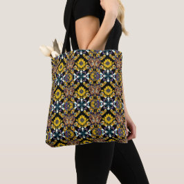 Bolsa Tote Padrão de borboleta boêmia e girassol em preto