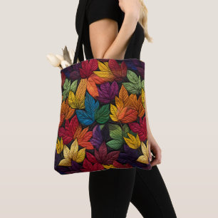 Bolsa Tote Padrão de bordado das folhas de queda