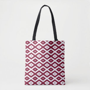 Bolsa Tote Padrão de borgonha e diamante branco
