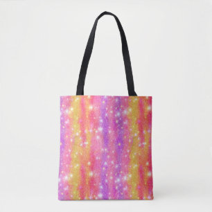 Bolsa Tote Padrão de Brilho Glitter Rosa Laranja Roxo