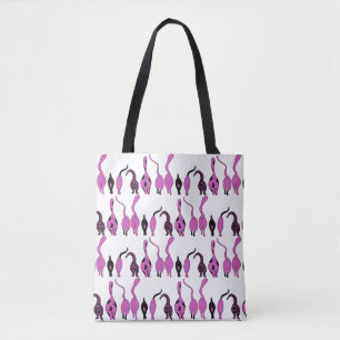 Bolsa Tote Padrão de Bumbuns de Gato Roxo