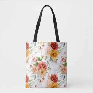 Bolsa Tote Padrão de Buquê de Flor de Pêonias Vermelhas
