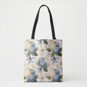 Bolsa Tote Padrão de Buquê de Hortênsias Vintage
