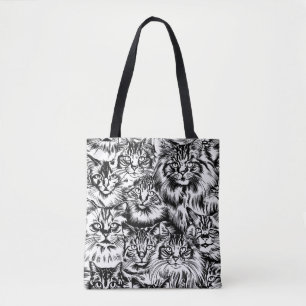 Bolsa Tote Padrão de Cabeça de Cat