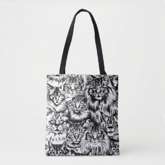 Bolsa Tote Padrão de Cabeça de Cat