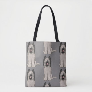 Bolsa Tote Padrão de Cachorro Briard de Cartoon Bonito