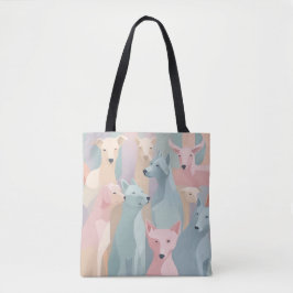 Bolsa Tote Padrão de Cachorro Pastel Cores Ilustração Minimal