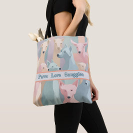 Bolsa Tote Padrão de Cachorro Pastel Cores Ilustração Minimal