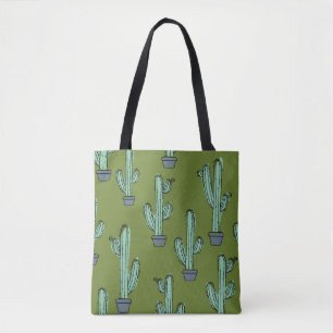 Bolsa Tote Padrão de cacto desenhado à mão