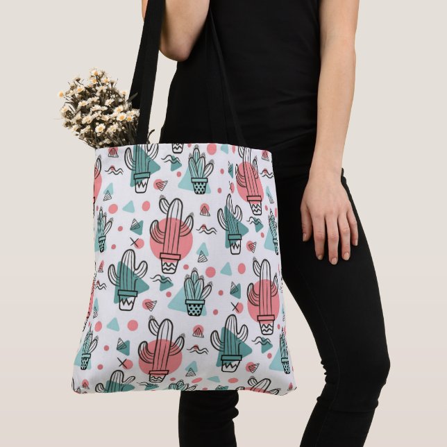 Bolsa Tote Padrão de Cactus Cute (Close Up)