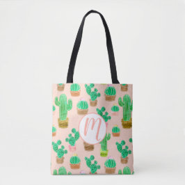 Bolsa Tote Padrão De Cactus Potente Desenhado À Mão