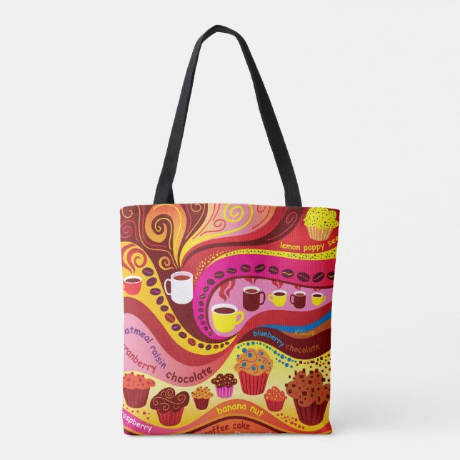 Bolsa Tote Padrão de Café e Muffins (Verso)