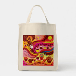Bolsa Tote Padrão de Café e Muffins