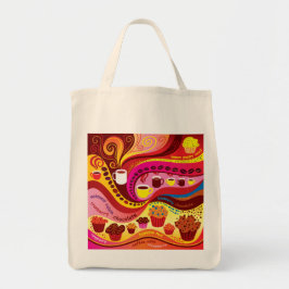 Bolsa Tote Padrão de Café e Muffins