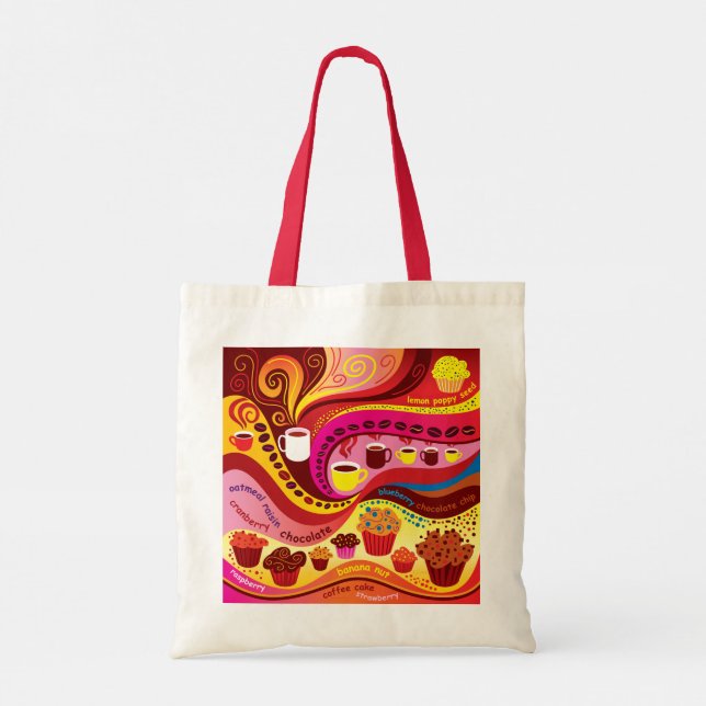 Bolsa Tote Padrão de Café e Muffins (Verso)