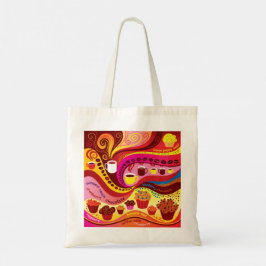 Bolsa Tote Padrão de Café e Muffins