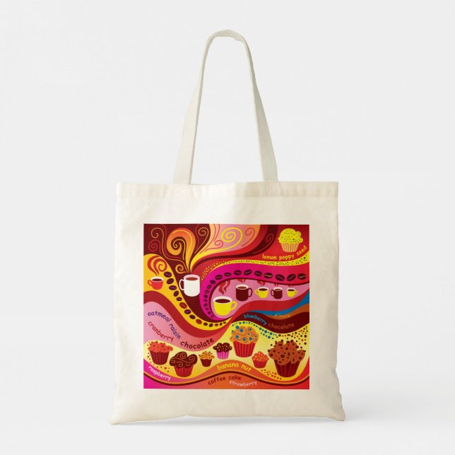 Bolsa Tote Padrão de Café e Muffins (Verso)