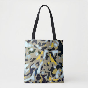 Bolsa Tote Padrão de Camo - Branco Amarelo - Azul bege - Pret