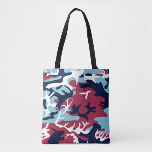 Bolsa Tote Padrão de Camo - Marinho azul brilhante Branco