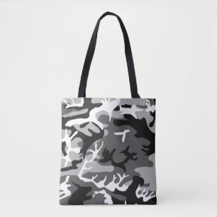 Bolsa Tote Padrão de Camo - Preto e Branco