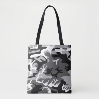 Bolsa Tote Padrão de Camo - Preto e Branco