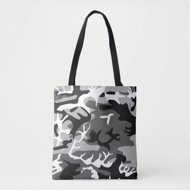 Bolsa Tote Padrão de Camo - Preto e Branco (Frente)