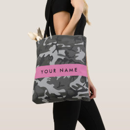 Bolsa Tote Padrão de Camuflagem Cinza, Seu nome, Personalizar