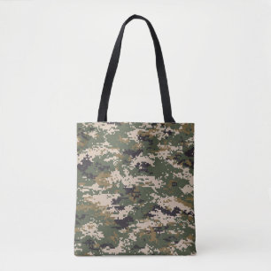 Bolsa Tote Padrão de Camuflagem Digital Verde