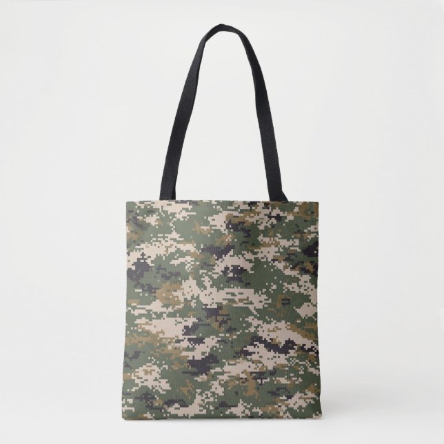 Bolsa Tote Padrão de Camuflagem Digital Verde (Frente)